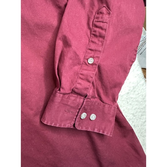 Eddie Bauer Mens 2XL Relaxed Fit Burgundy Button Down Shirt Long Sleeve Maroon - Picture 3 of 10